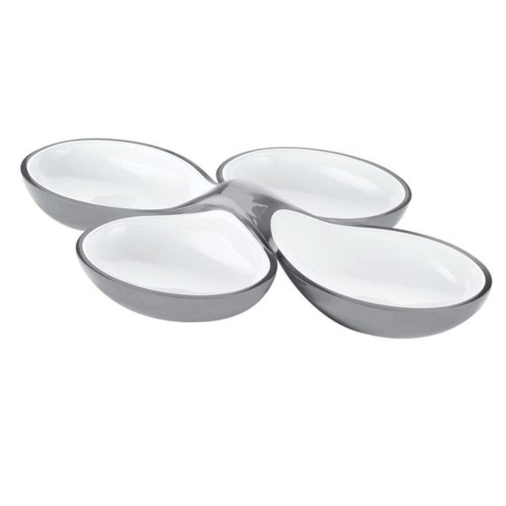 GUZZINI | VINTAGE TWO TONE SET OF 2 INTERLOCKING DISHES GRACE